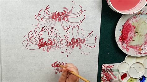 Как рисовать урок цветок Паучья Лилия How to draw Red Spider Lily ...