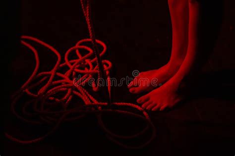 Close Up Of Woman X27 S Feet And Ropes Japanese Shibari Technique