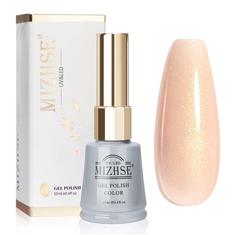 Amazon Mizhse Nude Gel Nail Polish Jelly Shimmer Gold Iridescent