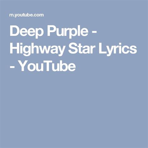 Deep Purple Highway Star Lyrics YouTube Deep Purple Highway Star