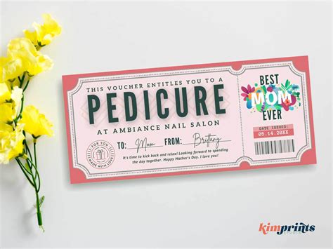 Mother S Day Pedicure Ticket Template Mother S Day Gift Certificate