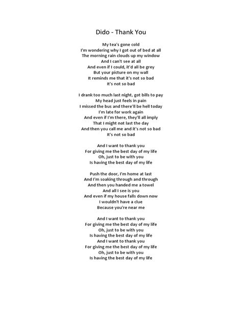Dido - Thank You | PDF