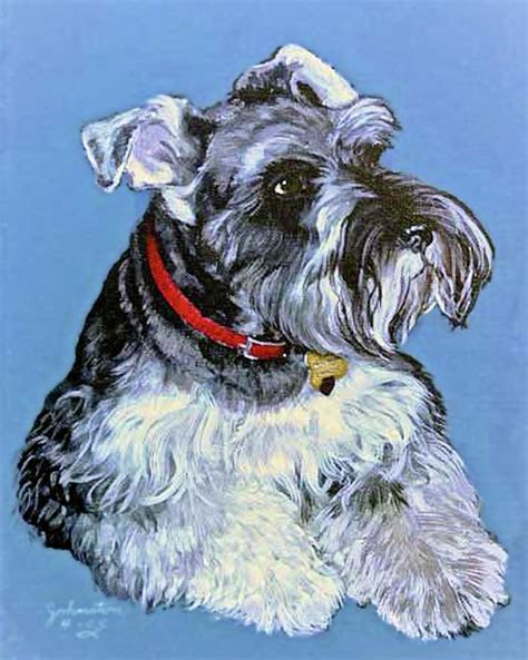 Hans The Schnauzer Portrait Painting Sale Artwork Fine Art Animal Art