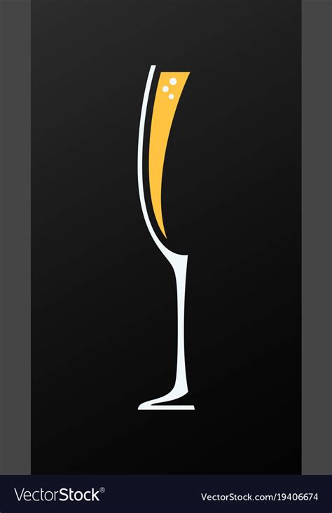 Champagne Glass Logo On Black Background Vector Image