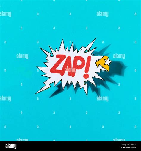 Lettering Zap Comic Text Sound Bubble Speech Word Blue Background Stock