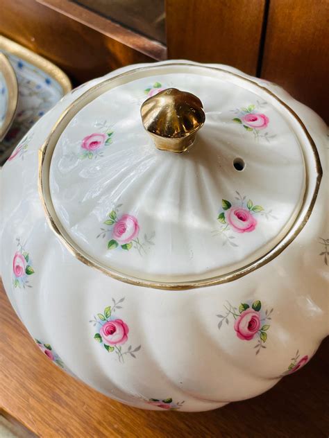 Sadler England Four Cup Swirl Teapot 1593 Pink Rose Floral Etsy