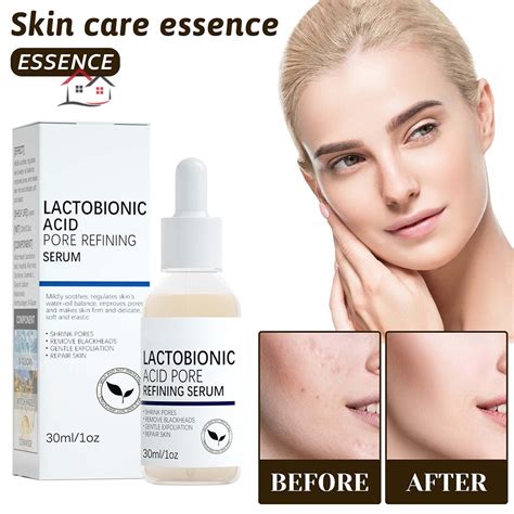 Lactobionic Acid Pore Refining Serum Shrink Pore Reduce Fine Lines Facial Liquid Anti Aging