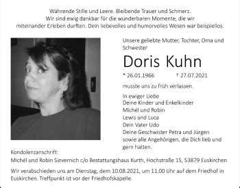 Traueranzeigen Von Doris Kuhn Wirtrauern