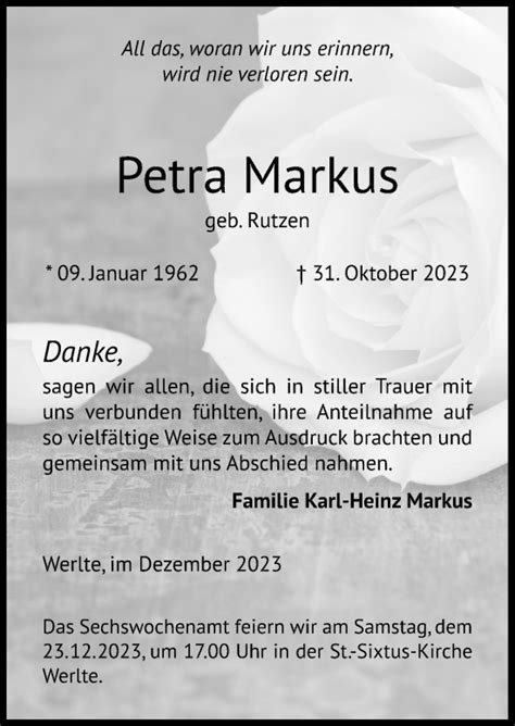 Traueranzeigen Von Petra Markus Noz Trauerportal