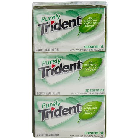 Purely Trident Spearmint Sugar Free Gum 14 Piece Pack 144 Case