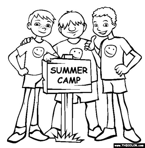 Summer Camp Coloring Page | Free Summer Camp Online Coloring | Summer coloring pages, Camping ...