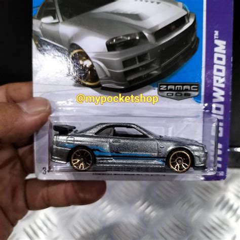 Hot Wheels NISSAN SKYLINE GT R R34 BNR34 Unpainted ZAMAC 2013 Hotwheels Showroom Asphalt