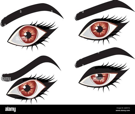 Stylized cartoon brown eye in different expressions set Stock Vector ...