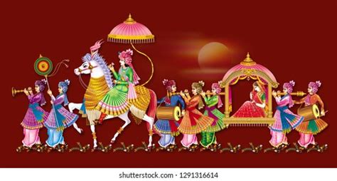 Indian Wedding Barat Stock Illustration 1291316614