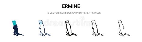 ícone Ermine No Estilo De Contorno E Traçado Da Linha Fina Preenchida