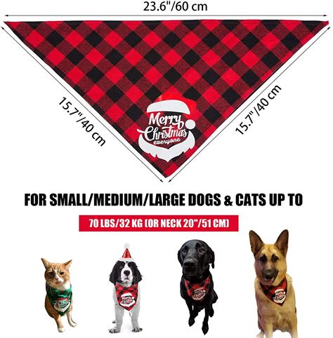 Christmas Bandanas For Dogs3 Pack Plaid Pet Bandana Medium Large Dogs