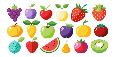 Un Dibujo De Una Variedad De Frutas Incluidas Fresas Fresas Y Fresas