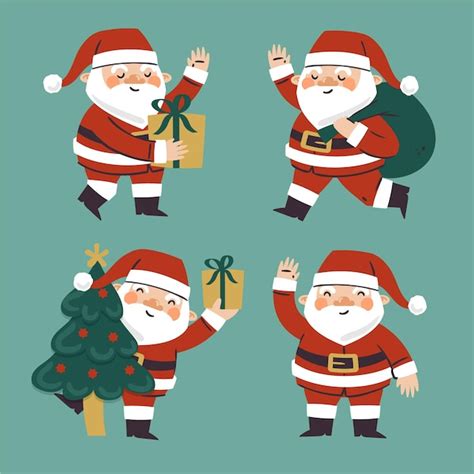 Colecci N Personajes Planos Santa Claus Dibujados A Mano Vector Gratis