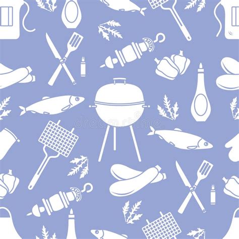 Seamless Pattern With Grill Barbecue Tools Bbq Stock Vector