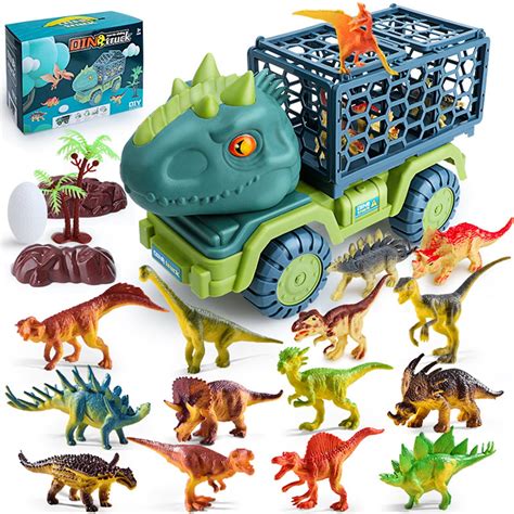 Jetcloudlive Dino Toy Truck With Mini Dinosaurs Educational Playset