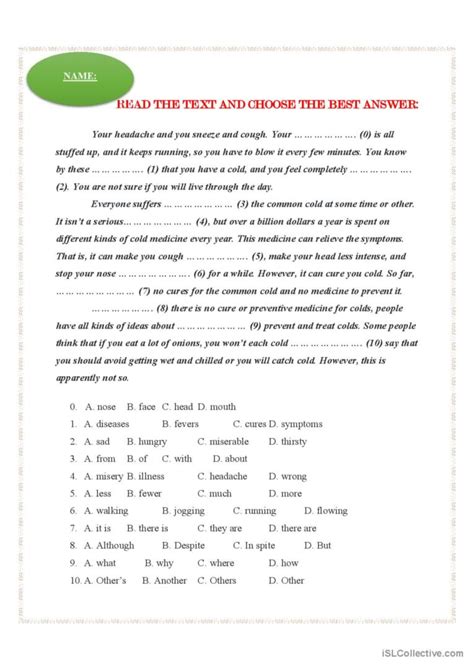 READ THE TEXT AND CHOOSE THE BEST AN English ESL Worksheets Pdf Doc