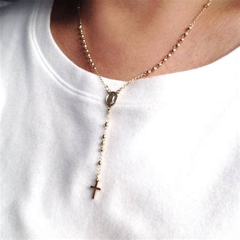 Catholic Rosary Necklace Gold Cross Necklace Rosaries Gold Etsy