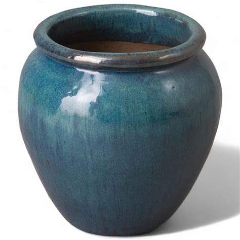 Emissary 14 5 In H Teal Ceramic Rimmed Round Planter 12174TL 1 The