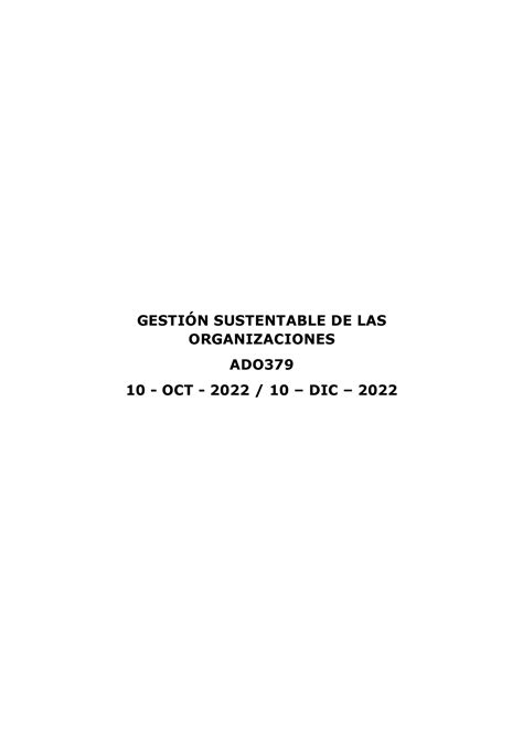 Gestión Sustentable DE LAS Organizaciones GESTIÓN SUSTENTABLE DE LAS