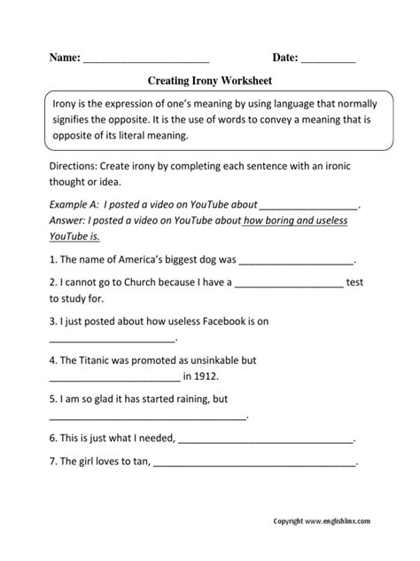 Irony Worksheet 1 Reading Activity Worksheets Library