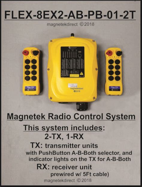 Magnetek Flex 8EX2 AB PB W 2 TX Overhead Crane Hoist Radio Remote