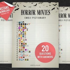 Horror Movies Emoji Pictionary, Printable Party Games, Fun Family ...