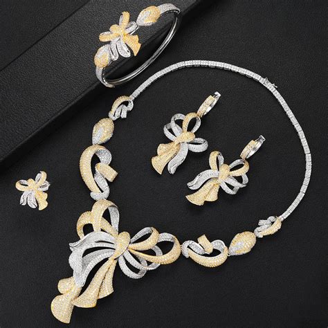 Godki Big Fashion Pcs Luxury Bowknots Nigeria Jewelry Sets For Women