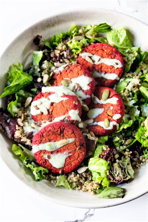 Baked Beetroot Falafel Salad Bowl The Twin Cooking Project By Sheenam