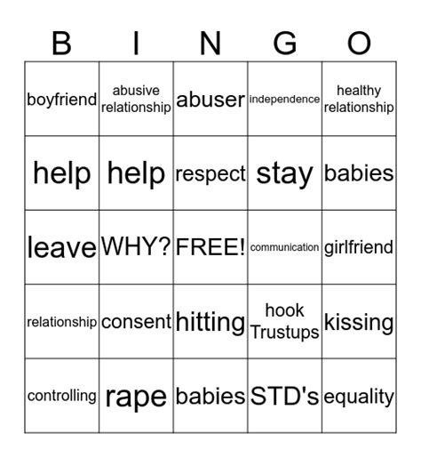 Healthy Relationship Bingo Card