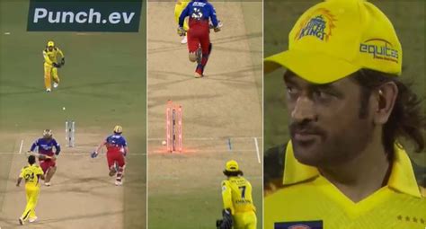 Ipl Watch Ms Dhonis Underarm Throw Catches Anuj Rawat Short Of