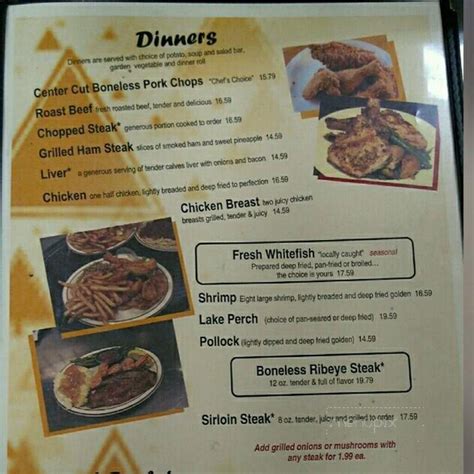 Menu Of Triangle Restaurant In Mcmillan Mi 49853