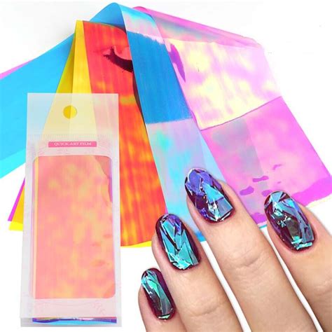 Foils Nail Art Stickers Aurora Color Glass Paper Aurora Broken Glass