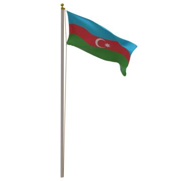 Bandera De Azerbaiyán Ondeando Con Poste PNG dibujos Bandera De