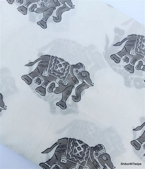 Elephant Block Print Fabric Summer Sewing Fabric Hand Printed | Etsy