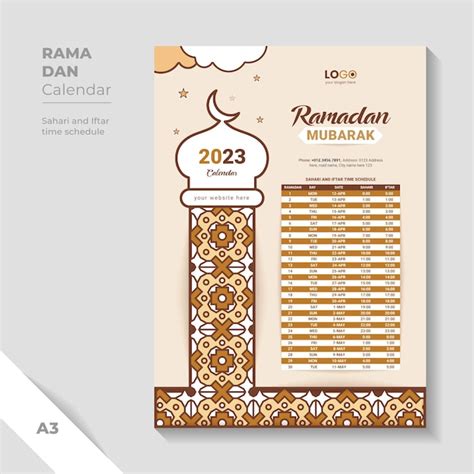 Modèle De Calendrier De Ramadan Moderne Et Créatif Pour Le Calendrier