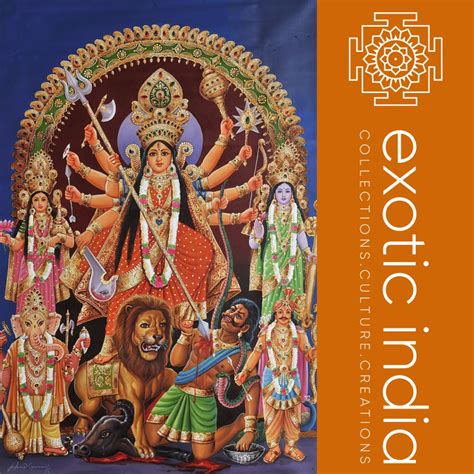 Mahishasura Mardini Ten Armed Durga Oil Painting On Canvas Exotic