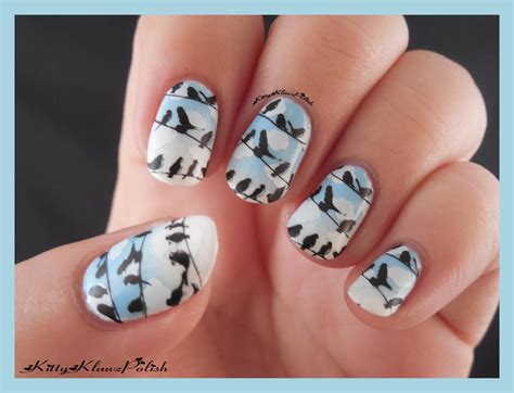 Nail Art: Crows by KittyKlawzPolish on DeviantArt