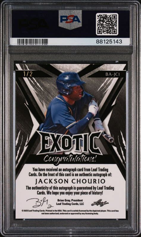 Jackson Chourio Leaf Exotic Autograph Dragon Kaleidoscope Psa