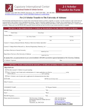 Fillable Online International Ua J Scholar Transfer In Form