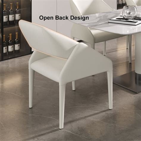 Free Shipping on Modern White Faux Leather Dining Chair Open Back ...