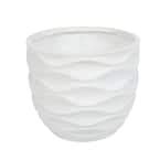 LuxenHome White Wavy Design MgO Planter Large WHPL634