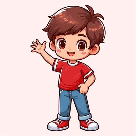 Premium Vector Vector Little Boy Waving Hand