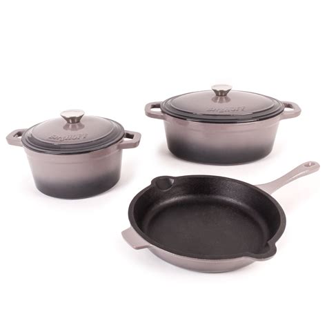 Berghoff Neo 5pc Cast Iron Dutch Oven Set With 10 Fry Pan 3qt And 5qt