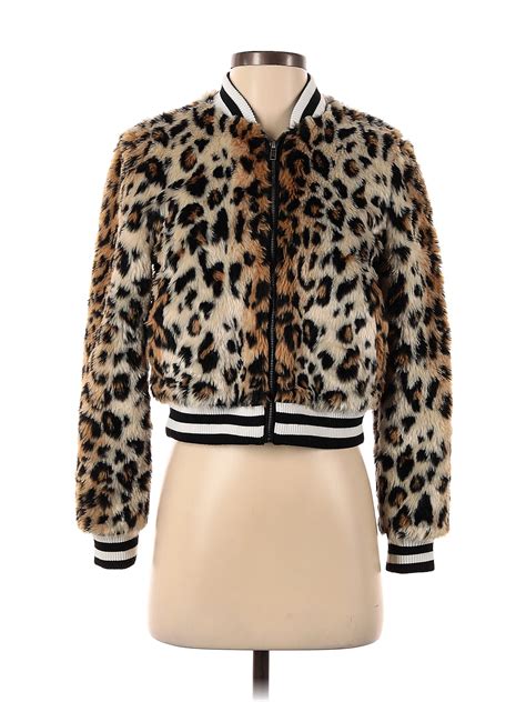 Jack By BB Dakota 100 Polyester Leopard Print Gold Faux Fur Jacket