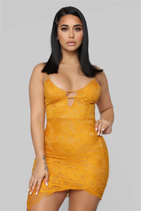 High On Your Love Lace Midi Dress Mustard Fashion Nova Dresses